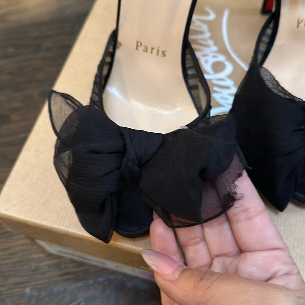 Christian Louboutin black satin heels - Picture 6 of 11